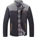 Men's Winter Quilted Jacket Casual Stand Collar Padded Outerwear Black European Size - S / Tops / Black