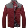 Men's stylish quilted casual outdoor sports jacket, perfect autumn and winter padded coat top. - S / Tops / Burgundy