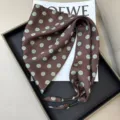 Brown polka dot silk scarf for women, elegant satin triangular shawl, soft neck wrap accessory. - Coffee Wave Pattern