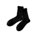 Schwarze Damen Mittelsocken mit Rautenmuster und Rüschenbündchen aus Baumwolle Alltag - Zweiteiler-Optik / 1 Paar / Schwarz