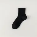 Black cotton mesh short socks, breathable casual solid color socks for women spring summer. - One Size / Black