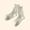 Weisse Damen Baumwolle Wadenlange Spitzen Socken süss lässig Sommer Alltag Schuhe basic - Einheitsgröße / Horizontale Streifen Herz