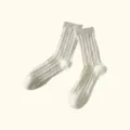 Damen Baumwolle Zopfmuster Wadenstrümpfe einfarbig casual vielseitig weich Socken creme Variante - Grobstrick Zopfmuster
