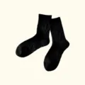 Damen schwarze Wadenstrümpfe einfarbig Freizeitsocken Baumwolle weich atmungsaktiv täglich - Sternmuster