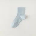 Calzini corti da donna in cotone a rete traspirante tinta unita azzurro chiaro casual - Taglia unica / Blu Latte