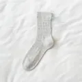 Damen Ballett Mesh Wadenstrümpfe mit süßer Schleife hinten, dünne Socken für Frühling und Sommer. - Einheitsgröße / 1 Paar / Hellgrau