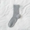 Ballett Stil Damen Socken süße Schleife Spitze Mesh atmungsaktiv Frühling Sommer - Einheitsgröße / 1 Paar / Dunkelgrau