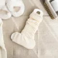 Solid color knit stirrup leg warmers, winter cozy slouch socks for women, thick warm calf covers. - Off White