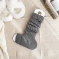 Solid color knitted stirrup leg warmers winter cozy warm slouch socks grey apparel fashion - Light Gray