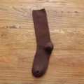 Einfarbige braune Damen Baumwollsocken im Retro-Rippstrick-Design, bequem für den Alltag. - Einheitsgröße / Flachschnitt-Stil / Braun