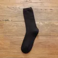 Schwarze mittelhohe Baumwollrippsocken für Damen, einfarbige Alltagssocken im Retro-Stil - Einheitsgröße / Flachschnitt-Stil / Schwarz