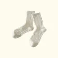Beige Strick Damensocken Zopfmuster Baumwolle weich Freizeit einfarbige Crew Socken - Feinstrick Zopfmuster