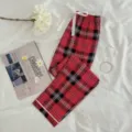 Women red black plaid lounge pants casual cotton sleep trousers comfortable sleepwear for home - S / Red/Black Plaid