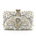 Sac de soirée élégant fait à la main en perles et strass, pochette de mariage en cristal. - Argent