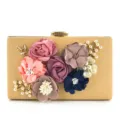 Elegante pochette borsa a mano con fiori fatti a mano e perle per feste serali - Albicocca