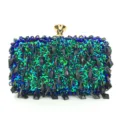 Εκπληκτική χειροποίητη τσάντα βραδινό clutch με πούλιες, χάντρες και κρυστάλλινα στοιχεία. - Πράσινο του Παγονιού
