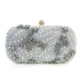 Κομψή βραδινή τσάντα clutch με πέρλες και λαμπερά κρύσταλλα για γυναίκες. - Ασημί