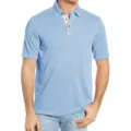 Close-up detail view of the light blue short sleeve polo shirt collar and buttons. - S / Light Blue