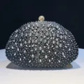 Κομψή μαύρη τσάντα βραδινή clutch με στραζ και πέρλες για γάμους και πάρτι. - 20*6*15cm / Μαύρο