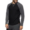 Herren Freizeit Langarm Sweatshirt mit Farbblock, Rundhalsausschnitt und bequemer Passform. - S / Schwarz mit Dunkelgrau