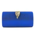 Κομψή μπλε γυναικεία τσάντα βραδινή clutch με χρυσό κούμπωμα φύλλου τσάντα - Μπλε
