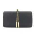 Μαύρη βραδινή τσάντα clutch με χρυσά μεταλλικά στοιχεία κομψή γυναικεία τσάντα χειρός - Μαύρο