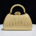 Bolso de mano de noche con pedrería dorada, elegante bolso de novia de cristal para fiesta. - Dorado Fantasma