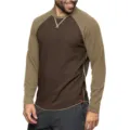 Pull homme manches longues colorblock col rond haut raglan décontracté pour mode automne. - Brun et Khaki
