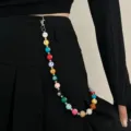 Close-up detail of a colorful mini billiard ball pants chain, trendy hip-hop waist accessory. - Billiards Beaded Trousers Chain K0355