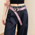 Y2K Glitzer rosa Stern Gürtel für Frauen, coole Punk Taille Riemen Mode Accessoires - Rosa Sterngürtel-K0451B