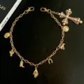 Goldene Perlen Kreuz Anhänger Hosenkette Punk Hiphop Accessoire Detailansicht, stilvolle Kette. - Gold