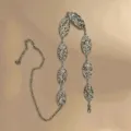 Women metal waist chain retro oval irregular pattern belt fashion decorative waist accessory - Silver