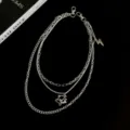 Mehrlagige silberne Hosenkette mit süßem Hasen- und Blitzanhänger, Punk Streetwear Taillenkette. - Kaninchen Anhänger Mehrschichtige Hosenkette / Silber