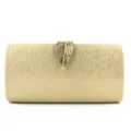 Κομψή χρυσή τσάντα βραδινή clutch με μοναδικό μεταλλικό κούμπωμα φύλλου για γυναίκες. - Χρυσό