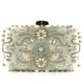 Exquisite handbestickte Abendtasche Clutch mit funkelnden Strasssteinen und Perlen für Damen - Silber