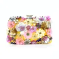Handmade Colorful 3D Floral Beaded Evening Clutch Bag Yellow Variant For Women Chic - Yellow