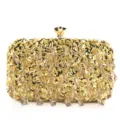 Χρυσή τσάντα βραδινή clutch με παγιέτες και χάντρες με κρυστάλλινα μενταγιόν πάρτι - Χρυσό