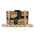 Élégante pochette de soirée géométrique en acrylique coloré avec chaîne épaisse brillante. - Jaune avec chaîne beige
