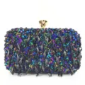 Sprankelende pailletten kralen avondtas clutch met gouden sluiting voor dames feest - Holografisch Blauw