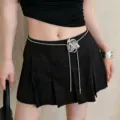Böhmische Metall Blumen Taillenkette für Damen, minimalistischer Quasten Gürtel Schmuck. - Silber
