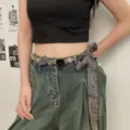 Koreanischer Stil floral gespleißte Taillenkette Stoff gewebter Gürtel für Damen Mode - Stoffblumen-Patchwork-Bauchtanzketten