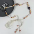 Böhmische gewebte Taillenkette mit bunten Perlen handgemachte Quasten Boho Gürtel Accessoire - Weiß
