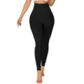 Dames hoge taille buikcontrole legging naadloze yoga broek zwart fitness sportbroek - S / Zwart