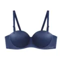 Nahtloser bügelloser Push-up-Damen-BH in Dunkelblau mit verstellbaren Trägern für den Alltag. - 32/A / Blau