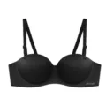 Schwarzer nahtloser Damen-BH ohne Bügel mit verstellbaren Trägern und feiner Textur. - 32/A / Schwarz