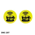 Variante stampata gialla rotonda con design a tema caffe wifi per le esigenze quotidiane. - Taglia unica / Caffè Wifi (DNC-207)