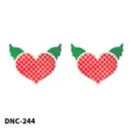 Copricapezzoli a cuore usa e getta carini pasties a quadri rossi da donna adesivi per il seno - Taglia unica / Cuore a Quadri con Foglia (DNC-244)