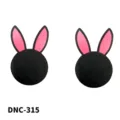 Copricapezzoli invisibili usa e getta orecchie di coniglio, design nero e rosa. - Taglia unica / Forma Orecchio di Coniglio (DNC-315)