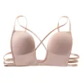 Deep plunge low cut cross back push up bra nude sexy backless dress underwear for women - 32 / Nude