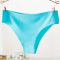 Seamless ice silk women's panties detail, comfortable breathable solid color underwear. - M / Kingfisher Blue